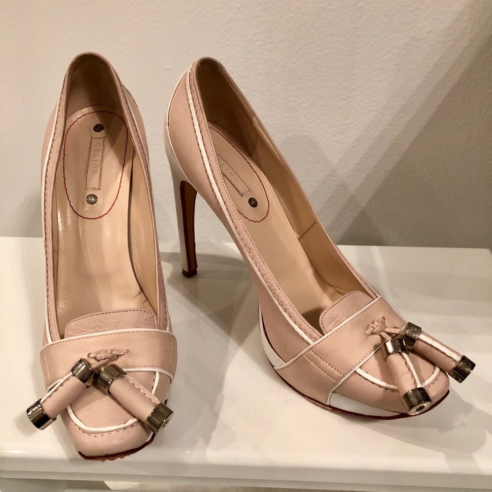 Celine leather platform loafer pump w. Tassel 39.5